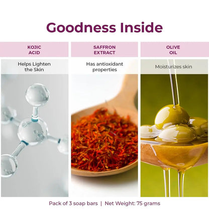 Kozicare Kojic Acid Soap & Glutathione Soap | Saffron Soap | Body Tan Removal Soap & Detan Soap | Soap For Men & Women | For Dark Spots, Excess Oil & Acne Scars | Even Out Skin Ton