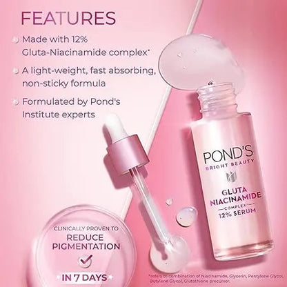 POND'S Anti-Pigmentation Serum 28ml | 12% Gluta-Niacinamide Complex | Reduces Pigmentation from Day 7 | Bright & Flawless Skin