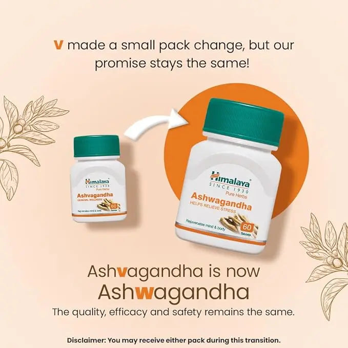 Himalaya Ashwagandha Tablets (60) | Stress Relief & Energy Boost | Supports Immunity & Overall Wellness