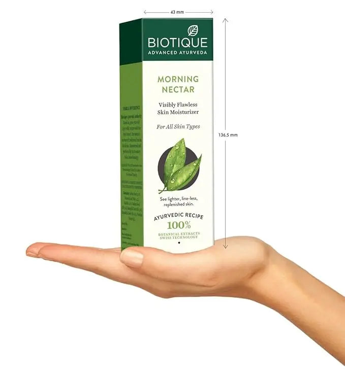 Biotique Bio Morning Nectar Flawless Skin Moisturizer – 120ml | Ayurvedic Brightening Lotion with Honey & Wheatgerm for All Skin Types