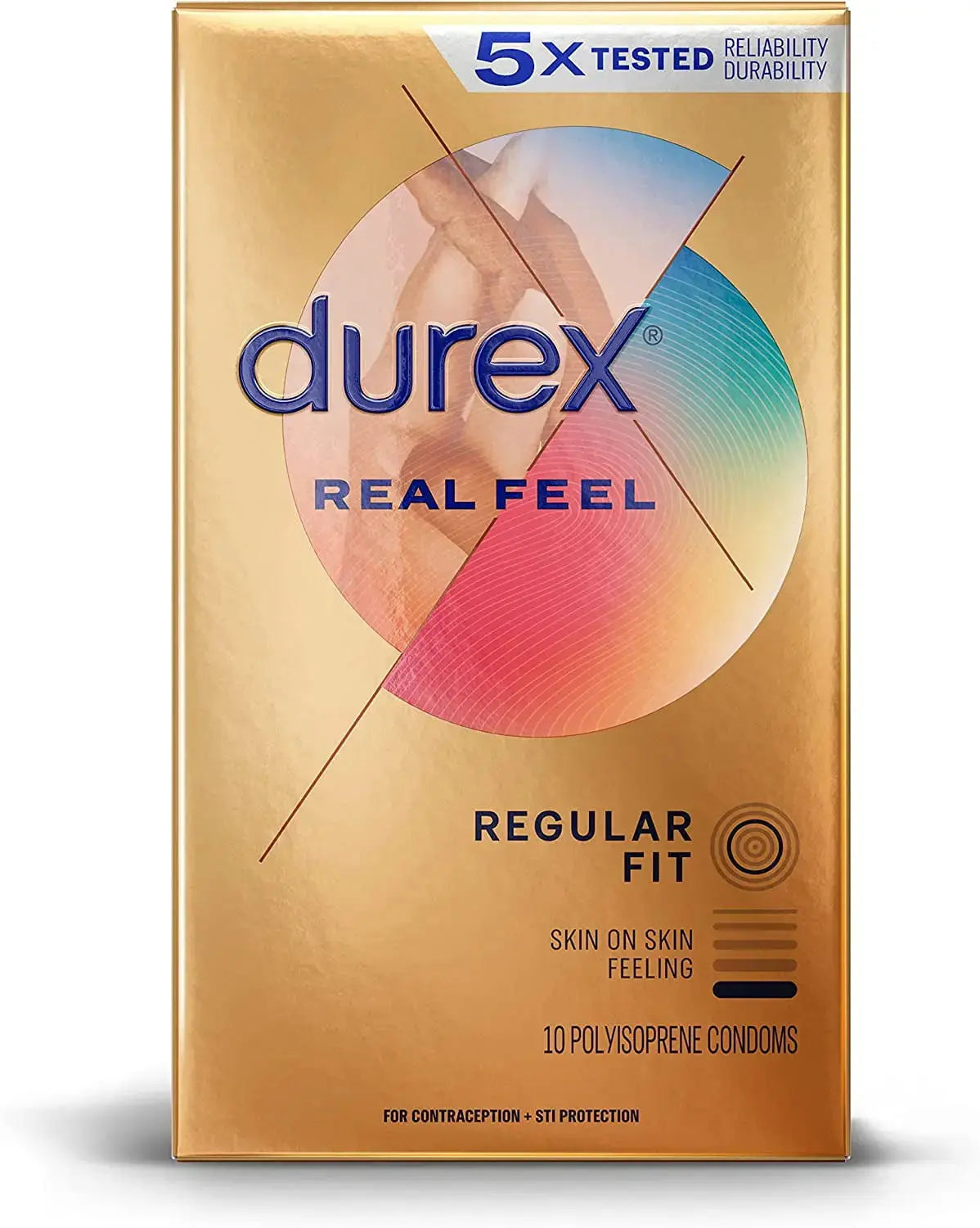 Durex Real Feel Lubricant & Condoms Combo | Climax Control Lube + 10 Non-Latex Condoms for Enhanced Intimacy