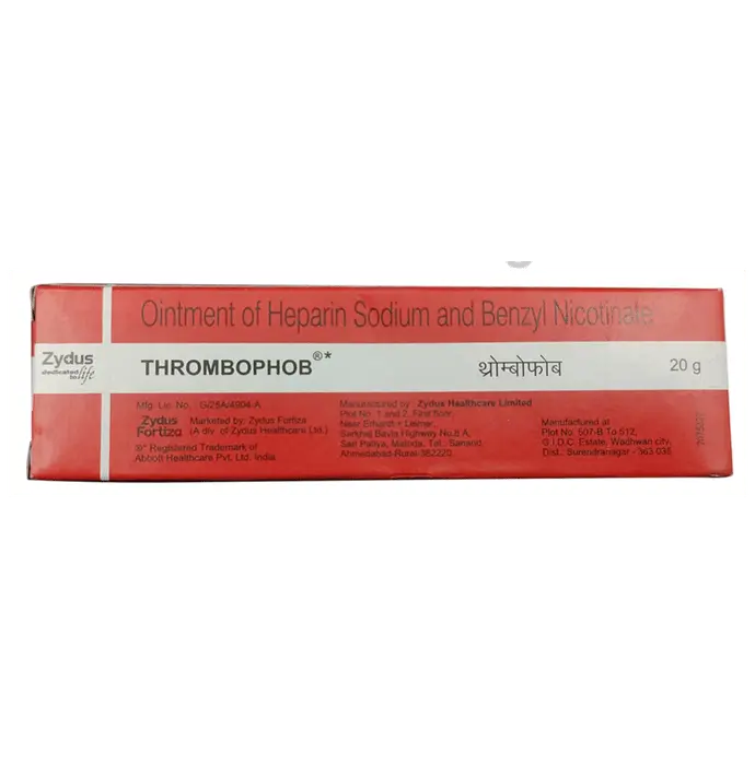 Zydus Thrombophob Ointment 20gm | Heparin Sodium Ointment for Clots, Swelling & Pain Relief – Red Pack