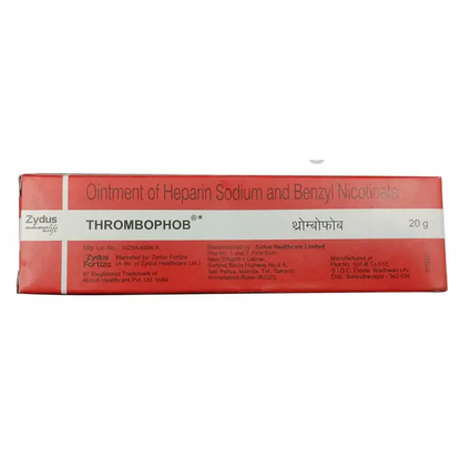 Zydus Thrombophob Ointment 20gm | Heparin Sodium Ointment for Clots, Swelling & Pain Relief – Red Pack