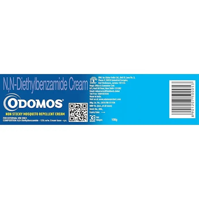 Dabur Odomos Mosquito Repellent Cream 50g – Non-Sticky with Vitamin E & Almond