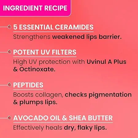 Dot & Key Ceramide & Peptide Lip Balm SPF 50 | Red Romance Tinted Lip Moisturizer | UV Protection + Collagen Boost + Instant Plump
