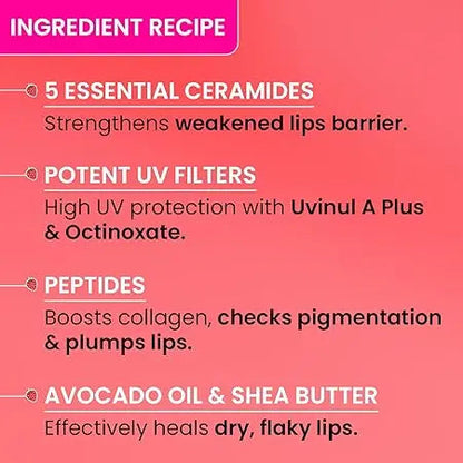 Dot & Key Ceramide & Peptide Lip Balm SPF 50 | Red Romance Tinted Lip Moisturizer | UV Protection + Collagen Boost + Instant Plump