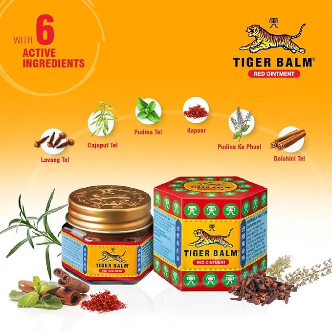 Red Tiger Balm (Pack of 2) | Herbal Pain Relief Balm for Headache, Muscle & Joint Pain