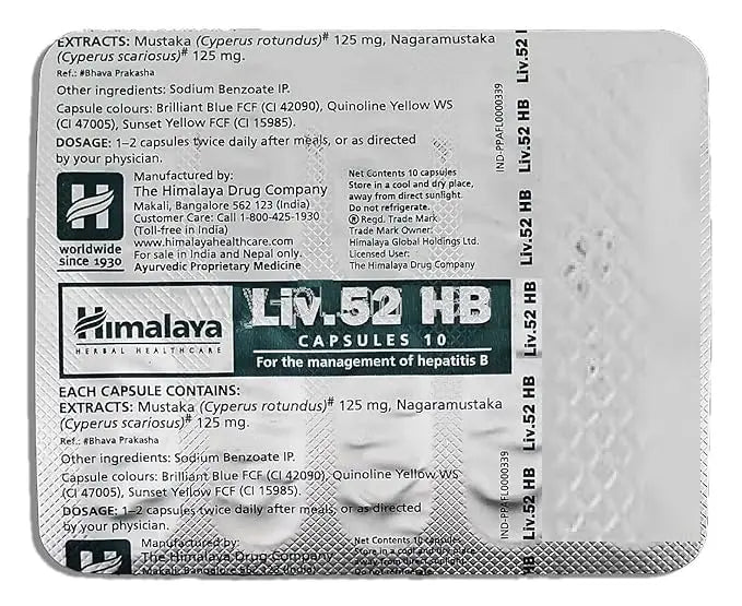 Himalaya Liv.52 HB Capsules 30s | Liver Support for Hepatitis B Management | Herbal Hepatoprotective Formula