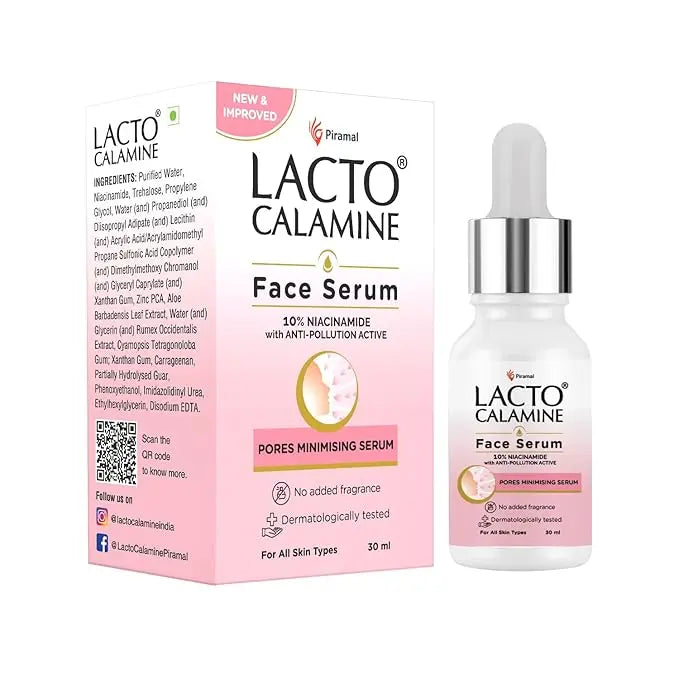 Lacto Calamine 10% Niacinamide Face Serum | Oil Control, Acne Marks & Pore Refining – 30ml