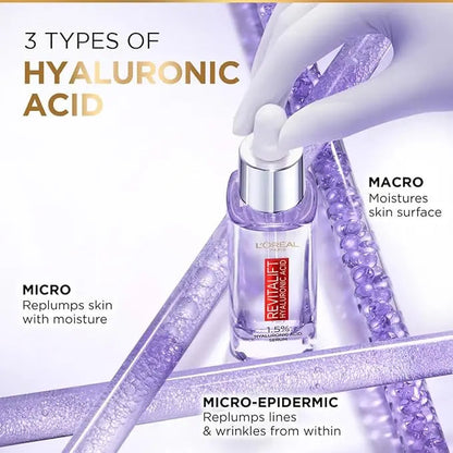 L'Oréal Paris Revitalift Serum 15ml | 1.5% Hyaluronic Acid | Hydrating & Plumping Face Serum for Glowing, Smooth Skin