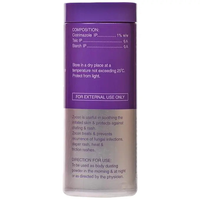 Zocon 1% Dusting Powder – 100g | Antifungal Body Powder for Itching, Ringworm, and Fungal Infections