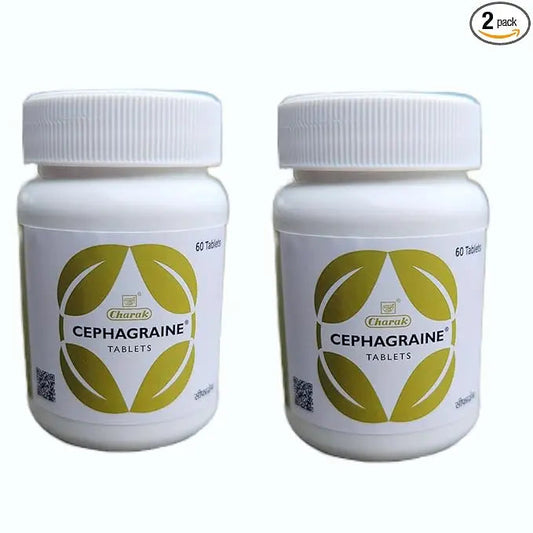 Charak Cephagraine Tablets – Migraine & Sinusitis Relief | Pack of 2 × 40 Tablets | Ayurvedic Headache Formula
