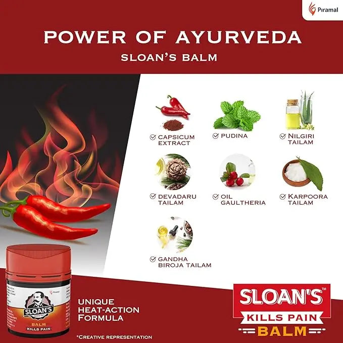 Sloan’s Balm 20 g | Herbal Pain Relief Balm with Capsicum & Ayurvedic Oils | For Muscle, Joint & Neck Pain