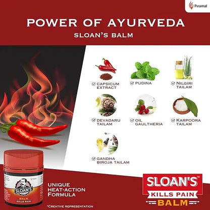 Sloan’s Balm 20 g | Herbal Pain Relief Balm with Capsicum & Ayurvedic Oils | For Muscle, Joint & Neck Pain