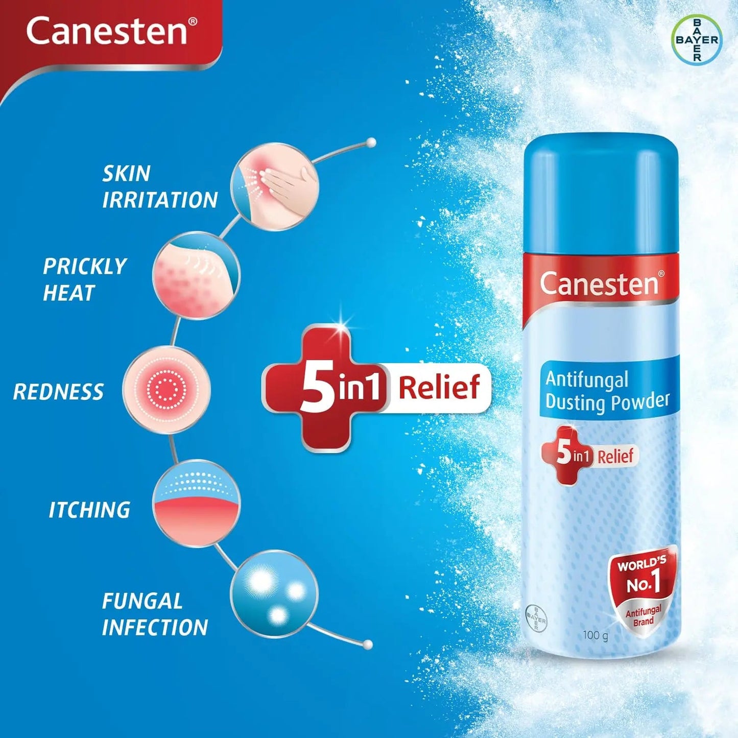 Canesten Antifungal Combo | 1% Clotrimazole Cream 30gm + Antifungal Dusting Powder 100gm | Itch & Rash Relief