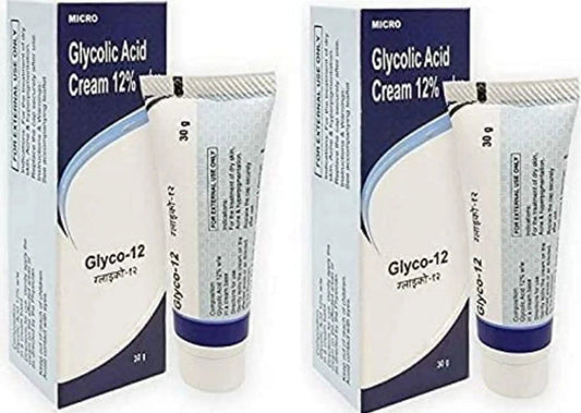 Glyco-12 Cream 30gm (Pack of 2) | Glycolic Acid Skin Cream for Dark Spots, Pigmentation & Acne Scars
