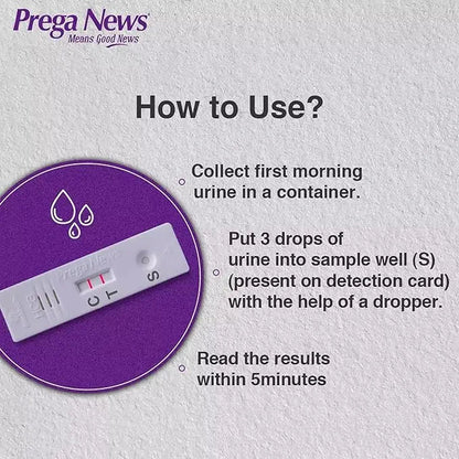 Prega News Pregnancy Test Kit – HCG Urine Test Device (Pack of 5) | One-Step, Rapid & Accurate Home Pregnancy Testing