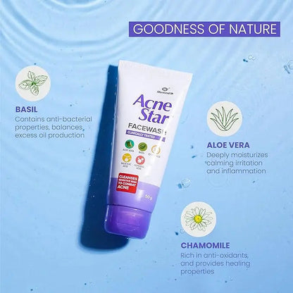 Mankind Acnestar Unisex Facewash 50g × 3 | Anti-Acne Face Gel with Salicylic & Glycolic Acid | For Oily & Acne-Prone Skin