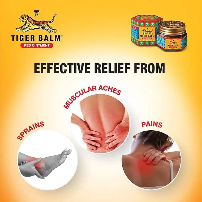 Tiger Balm Red Ointment 9ml (Pack of 4) | Herbal Pain Relief Balm for Headaches, Muscle Pain & Backaches