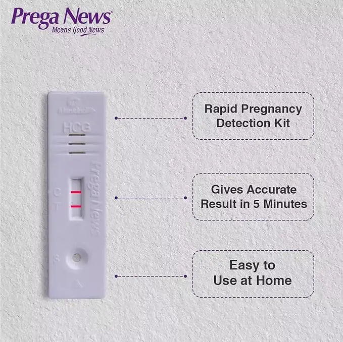 Prega News Pregnancy Test Kit – HCG Urine Test Device (Pack of 5) | One-Step, Rapid & Accurate Home Pregnancy Testing