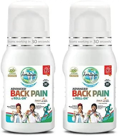 Amrutanjan Back Pain Roll-On – 50ml Each (Pack of 2) | Fast Relief from Back, Muscle & Joint Pain
