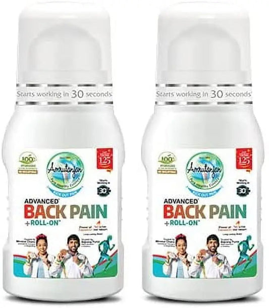Amrutanjan Back Pain Roll-On – 50ml Each (Pack of 2) | Fast Relief from Back, Muscle & Joint Pain