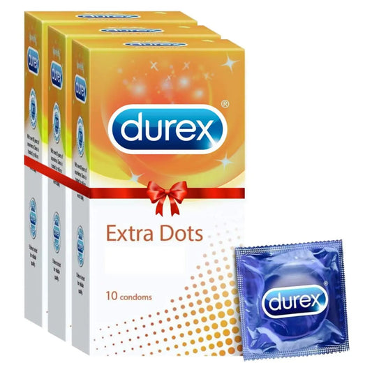 Durex Extra Dotted Condoms for Men – Ribbed & Dotted | 10 Count (Pack of 3)
