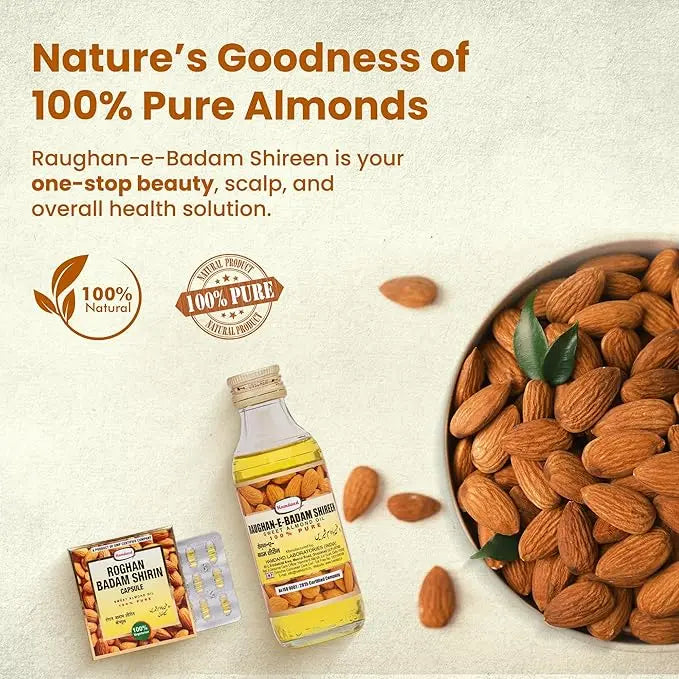 Hamdard Raughan-E-Badam Shireen 25ml (Pack of 3) | Natural Sweet Almond Oil for Skin, Hair & Body Wellness