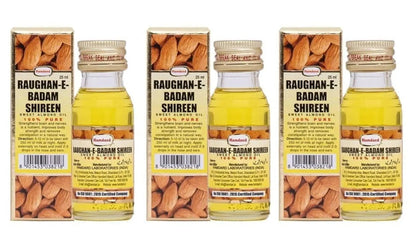 Hamdard Raughan-E-Badam Shireen 25ml (Pack of 3) | Natural Sweet Almond Oil for Skin, Hair & Body Wellness