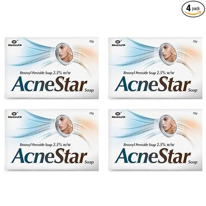 Acnestar Anti-Acne Soap Bar – 75g (Pack of 4) | Deep Cleansing Sulphur-Based Soap for Pimples, Oily & Acne-Prone Skin