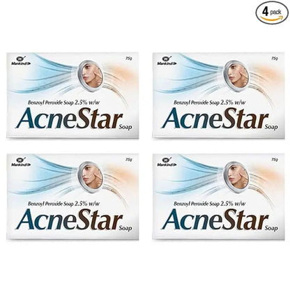 Acnestar Anti-Acne Soap Bar – 75g (Pack of 4) | Deep Cleansing Sulphur-Based Soap for Pimples, Oily & Acne-Prone Skin