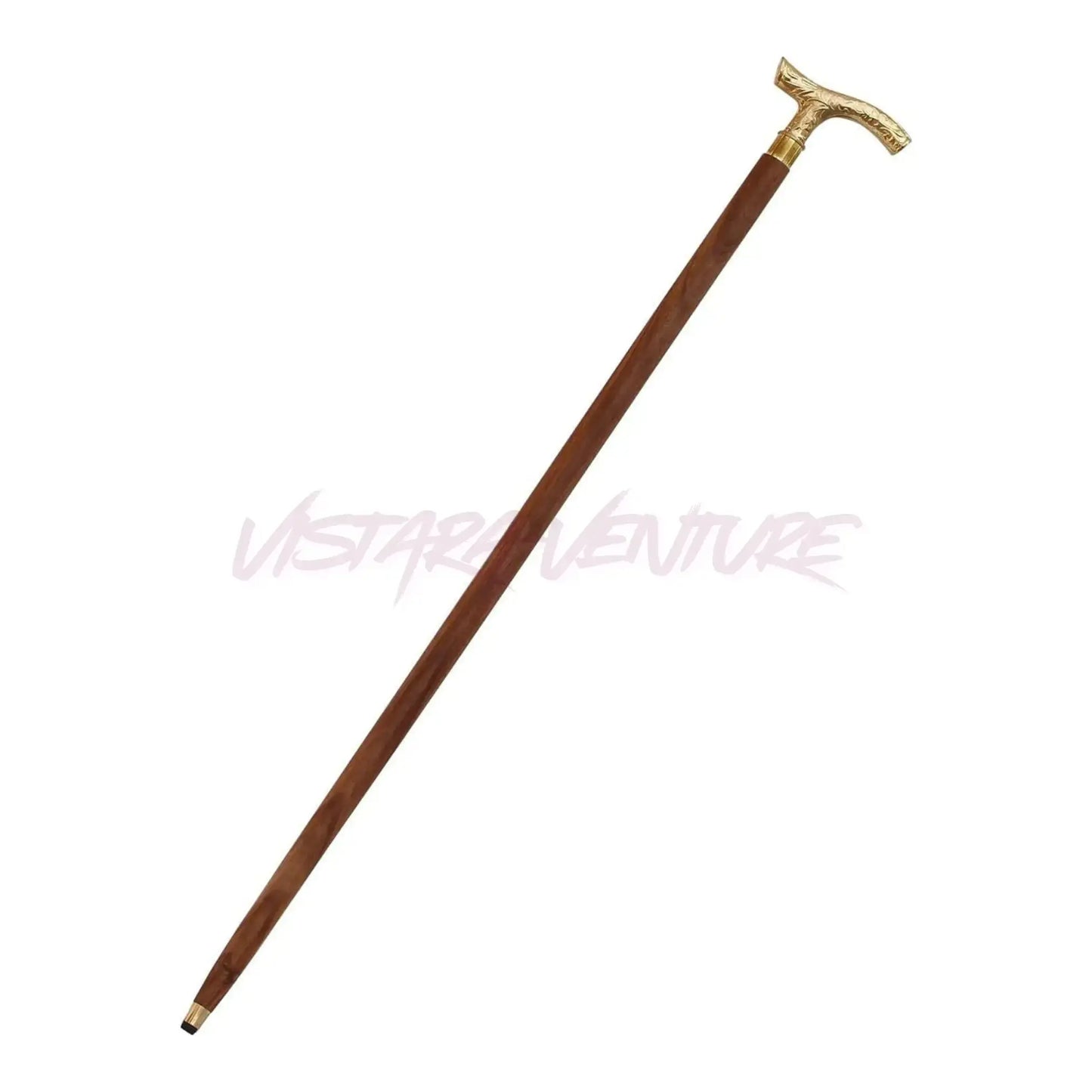 Walking Cane with Brass Handle – Handmade 36" Wooden Walking Stick for Men & Women – brass handle walking stick V2deliver.com