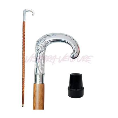 Walking Cane with Brass Handle – Handmade 36" Wooden Walking Stick for Men & Women – brass handle walking stick V2deliver.com