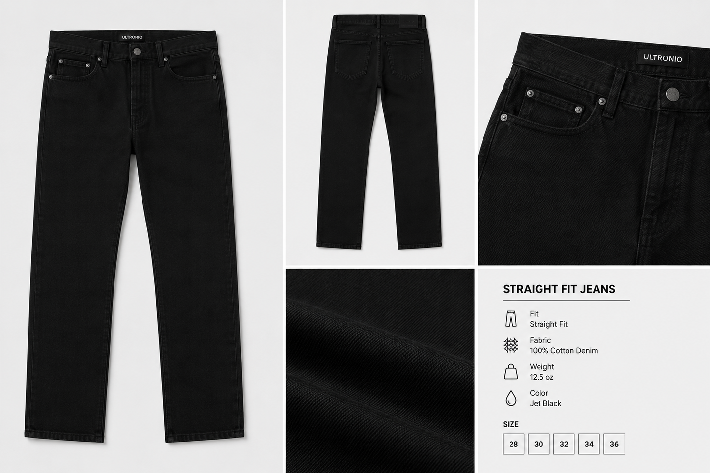 Ultronio Straight Fit Jeans – Jet Black