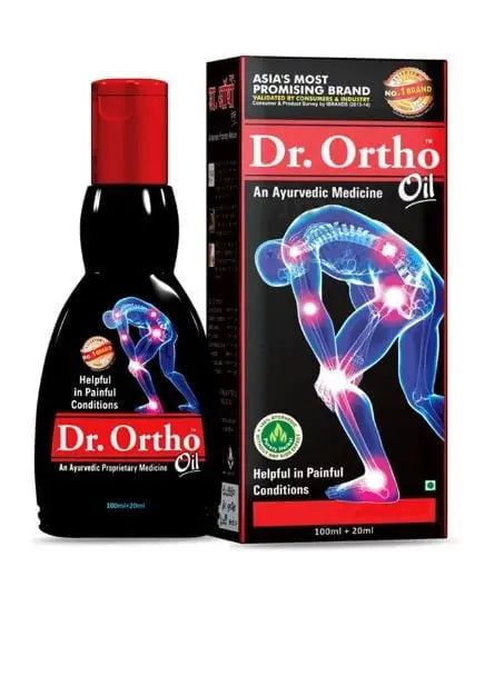 Dr Ortho Ayurvedic Pain Relief Oil – 120ml | Herbal Formula for Joint, Back, and Knee Pain | Bone & Muscle Support