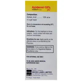 Aziderm 10% Azelaic Acid Gel – 15g (Pack of 2) | Acne & Hyperpigmentation Treatment for Oily & Acne-Prone Skin