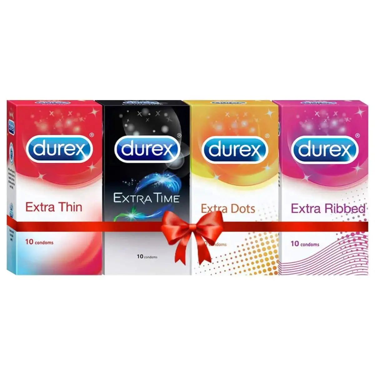 Durex Multi-Pack Condoms for Men – Extra Time, Extra Dotted, Extra Ribbed | 10 Count Each (Pack of 4) V2deliver.com