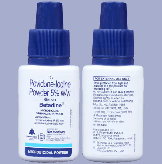 Betadine Antiseptic Powder 10g – Pack of 2 | Povidone Iodine 2.5% | Wound Healing & Infection Protection