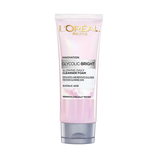 L'Oréal Paris Glycolic Bright Foaming Cleanser 100ml | Daily Brightening Face Wash with Glycolic Acid