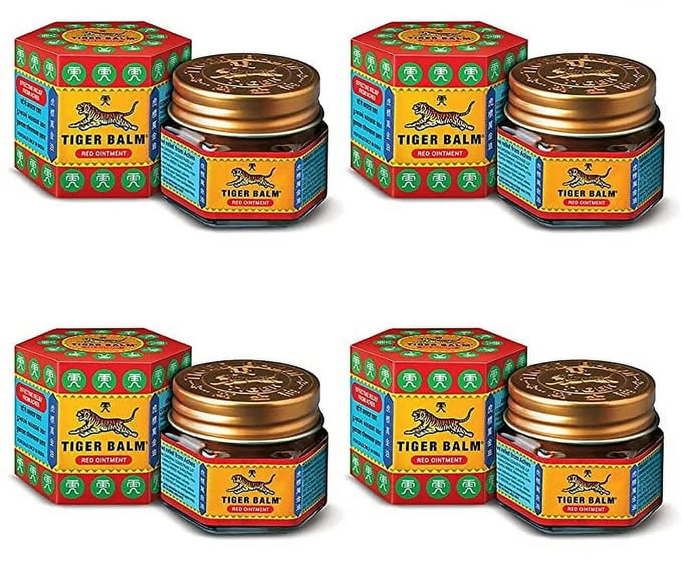 Tiger Balm Red Ointment 9ml (Pack of 4) | Herbal Pain Relief Balm for Headaches, Muscle Pain & Backaches