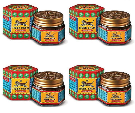 Tiger Balm Red Ointment 9ml (Pack of 4) | Herbal Pain Relief Balm for Headaches, Muscle Pain & Backaches