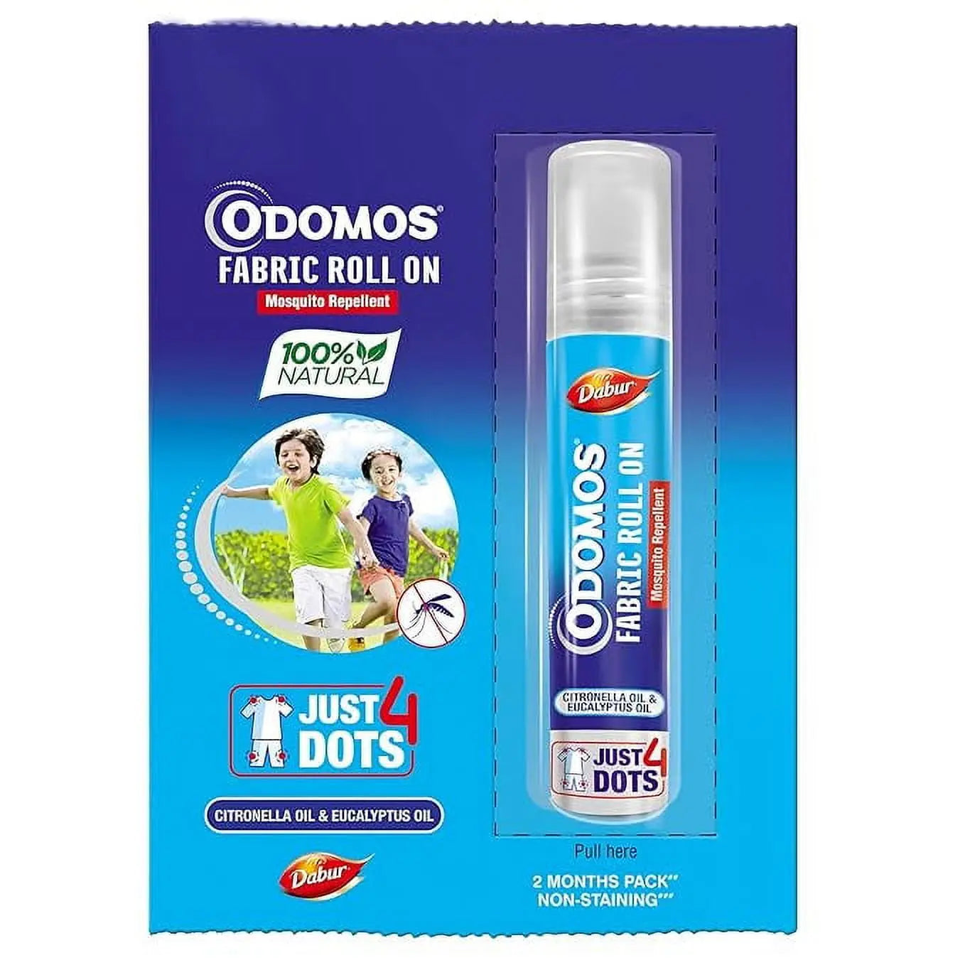Odomos Mosquito Repellent Fabric Roll-On 8ml (Pack of 2) – Natural Protection for Kids & Adults