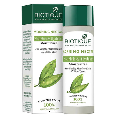 Biotique Bio Morning Nectar Flawless Skin Moisturizer – 120ml | Ayurvedic Brightening Lotion with Honey & Wheatgerm for All Skin Types