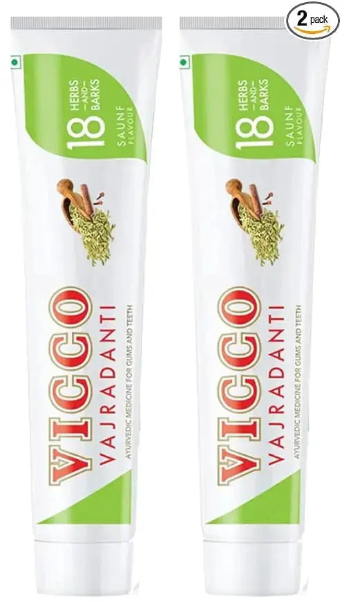 Vicco Vajradanti Saunf Flavour Toothpaste 160g (Pack of 2) – Ayurvedic Herbal Toothpaste for Strong Teeth & Fresh Breath V2deliver.com