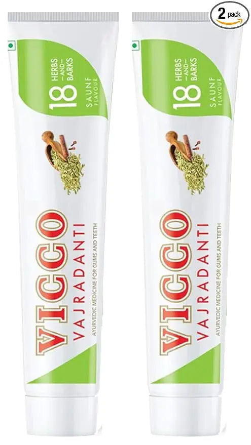Vicco Vajradanti Saunf Flavour Toothpaste 160g (Pack of 2) – Ayurvedic Herbal Toothpaste for Strong Teeth & Fresh Breath
