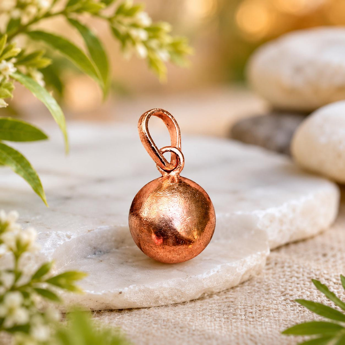 Pure Copper Healing Ball Pendant – Handmade Spiritual Jewelry