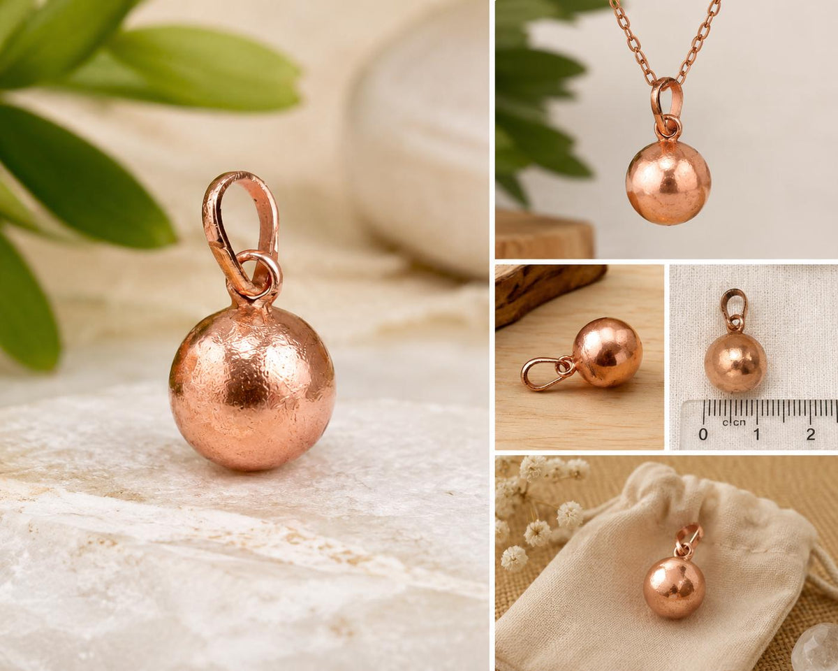 Pure Copper Healing Ball Pendant – Handmade Spiritual Jewelry