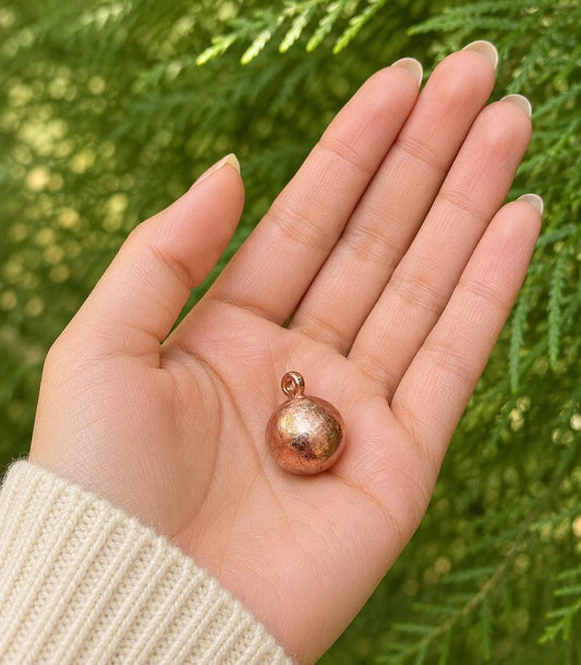 Handmade Solid Copper Healing Ball Pendant, Minimal Spiritual Jewelry Accessory