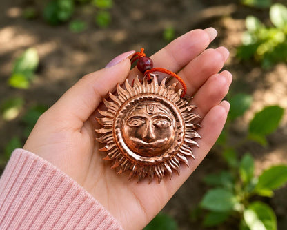 Handmade Copper Sun Face Wall Hanging, Traditional Artisan Metal Décor Accent