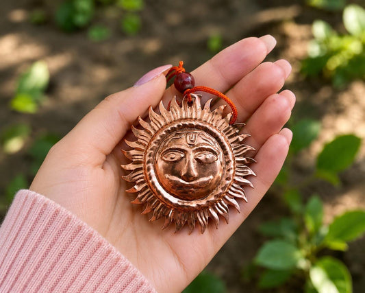 Handmade Copper Sun Face Wall Hanging, Traditional Artisan Metal Décor Accent